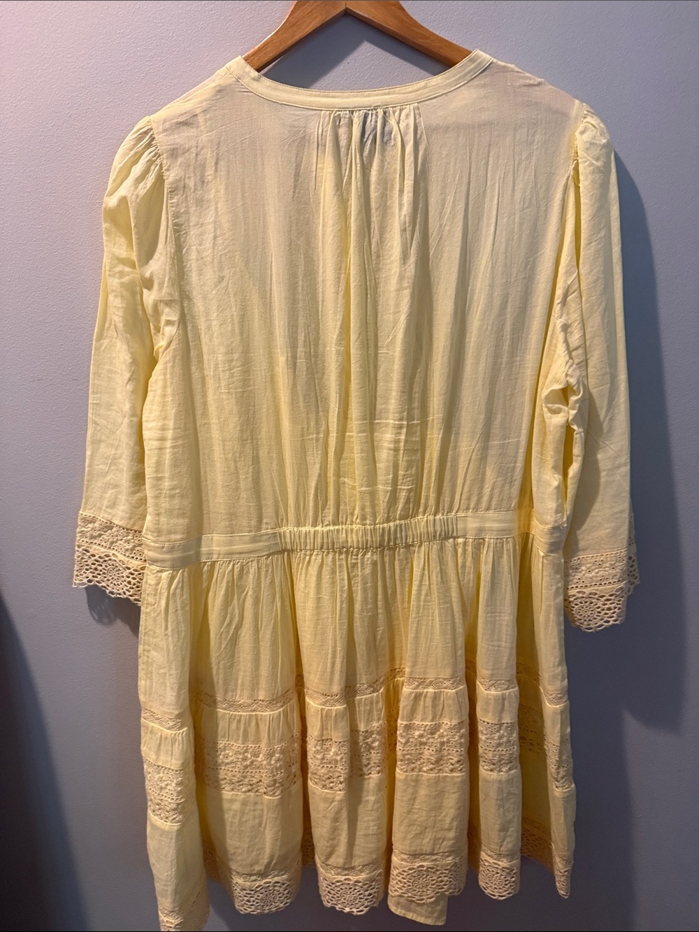 GAP Pale Yellow Lace-Trim Peasant Tunic Dress - Picture 3 of 3